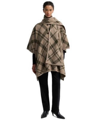 Barbour женский шерстяной плащ-накидка с V-образным вырезом и вязаным тартановым узором Vienna