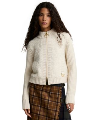 Barbour Women's Hazelwood Wool-Blend Chunky-Knit Sherpa-Inspired Bomber Jacket