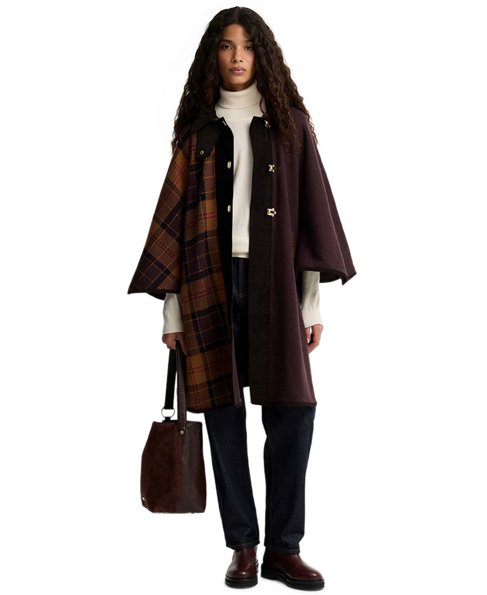 Женский вязаный плащ Barbour Elva из шерстяной ткани с клеткой тартан