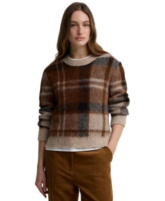 Barbour Женский свитер с круглым вырезом из альпаки и тартана Glendyn