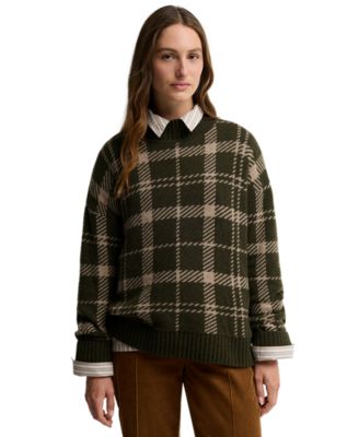 Женский свитер Barbour Delilah из шерсти с воротником-стойкой и тартановым узором