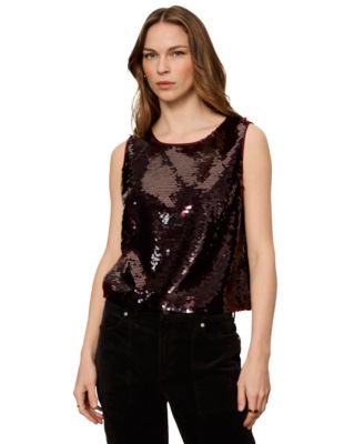 Sanctuary Women's The Desired Pailette Sequin Sleeveless Dressy Shell