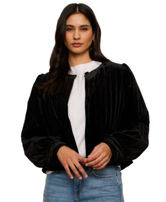 Sanctuary Women's Pepper Velvet Cropped Puff-Sleeve Jacket