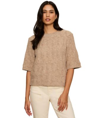 Sanctuary Women's Pointelle Short-Sleeve Crewneck Sweater Tee