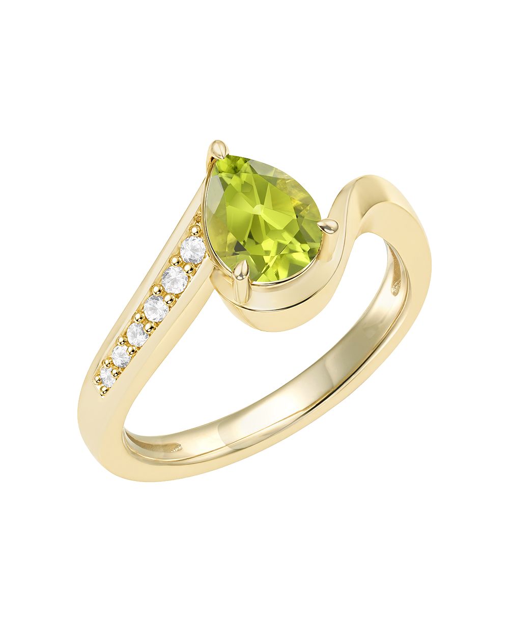 Кольцо с гранатом (1-1/5 ct. t.w.) и бриллиантом (1/10 ct. t.w.) в 14k желтом золоте