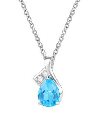 Подвеска с Blue Topaz (1-1/3 ct. t.w.) и Diamond Accent (0.04 ct. t.w.) в 14k White Gold