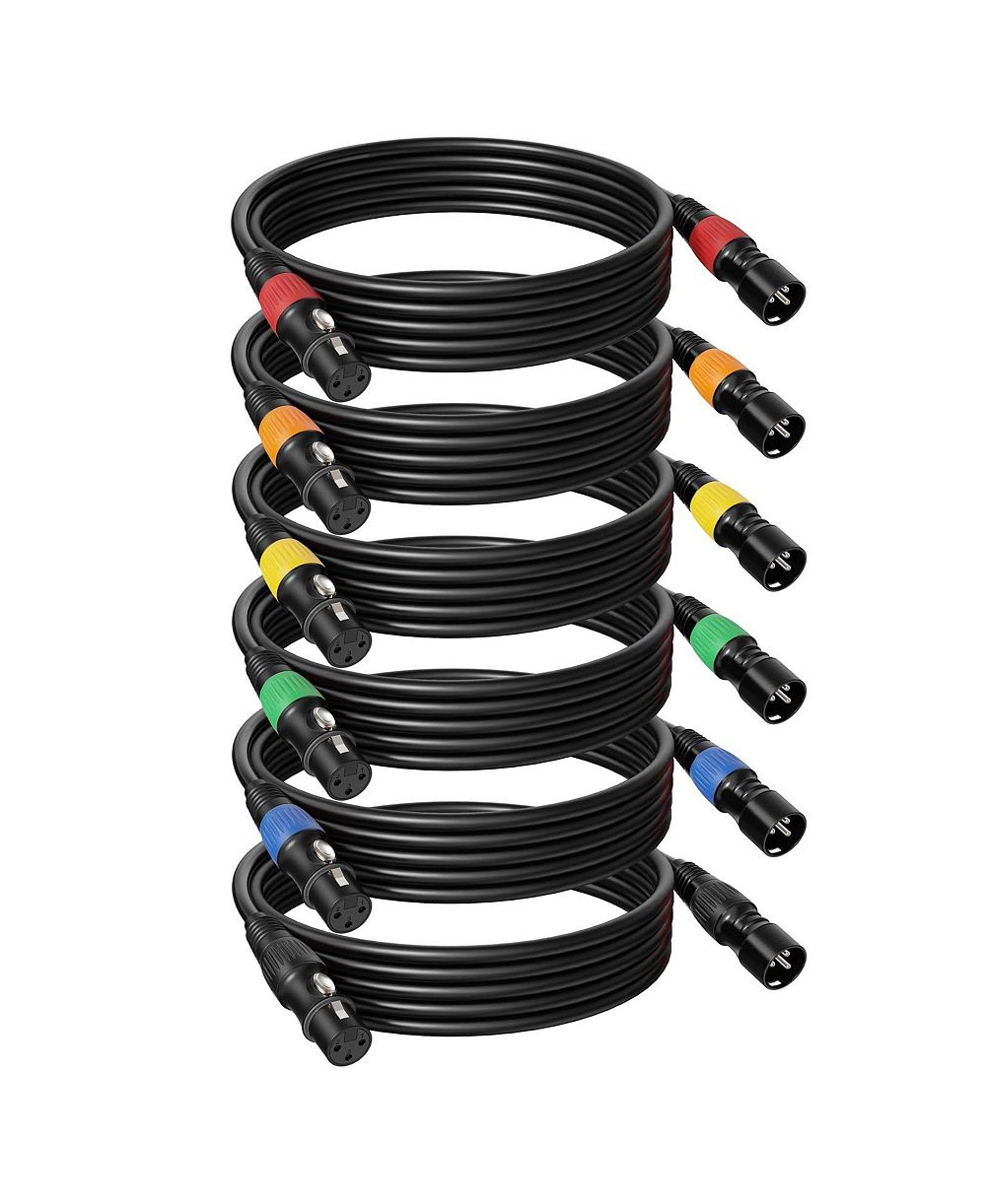 Lofree Color-Coded XLR Microphone Cables Oxygen-Free Copper Conductors 25 ft., 6-Pack