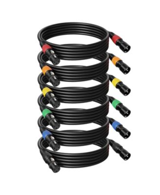 Lofree Color-Coded XLR Microphone Cables Oxygen-Free Copper Conductors 25 ft., 6-Pack