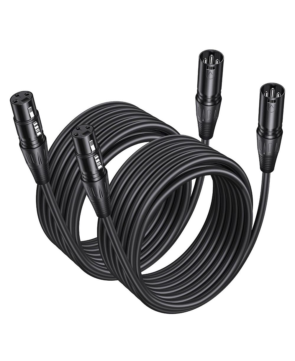 Lofree Oxygen-Free Copper Self-Locking XLR Microphone Cable, 25 ft., 2-Pack