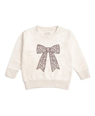 Sweet Wink Baby Girls Mocha Floral Bow Patch Sweatshirt