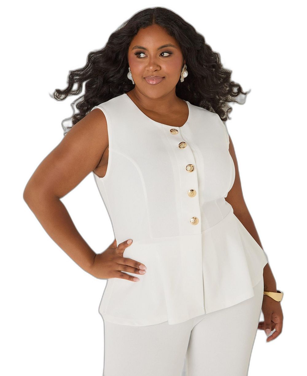 Ashley Stewart Women's Button Peplum Vest