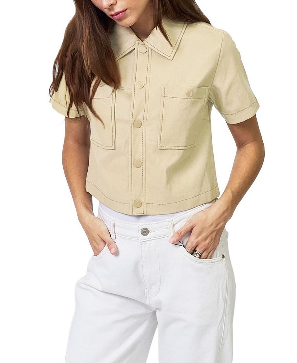 Женская куртка Central Park West Quinn Cropped Short-Sleeve Point Collar