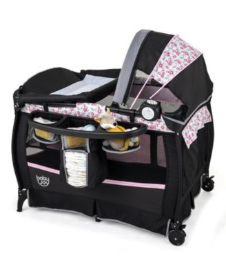 Costway Baby Bassinet Bedside Crib with Changing Table Mattress Detachable Canopy Basket