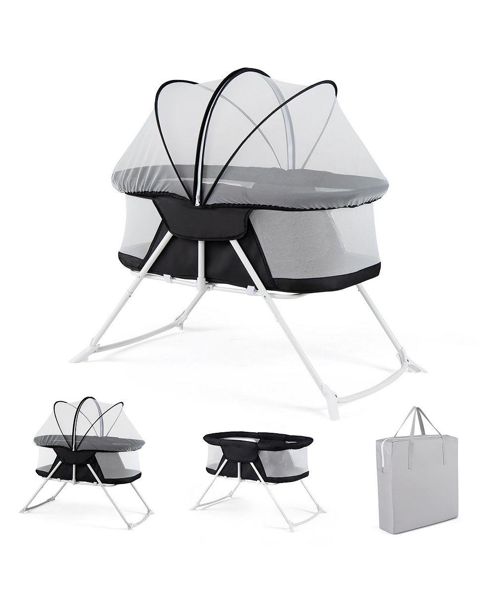 Costway 2 in 1 Baby Bassinet with Rocking Motion with Breathable Mesh