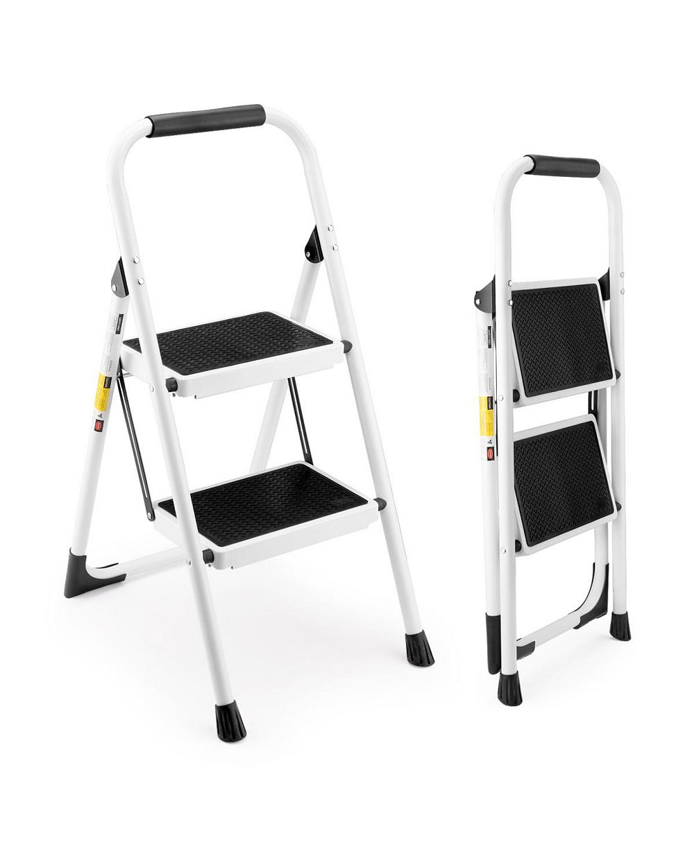 Streamdale Furniture 2 Step Folding Ladder Stool with Handrails, 330LBS