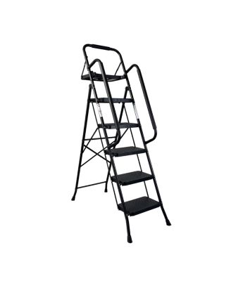 Streamdale Furniture  Folding 3-Step Steel Ladder with Handrail and Anti-Slip Pedals