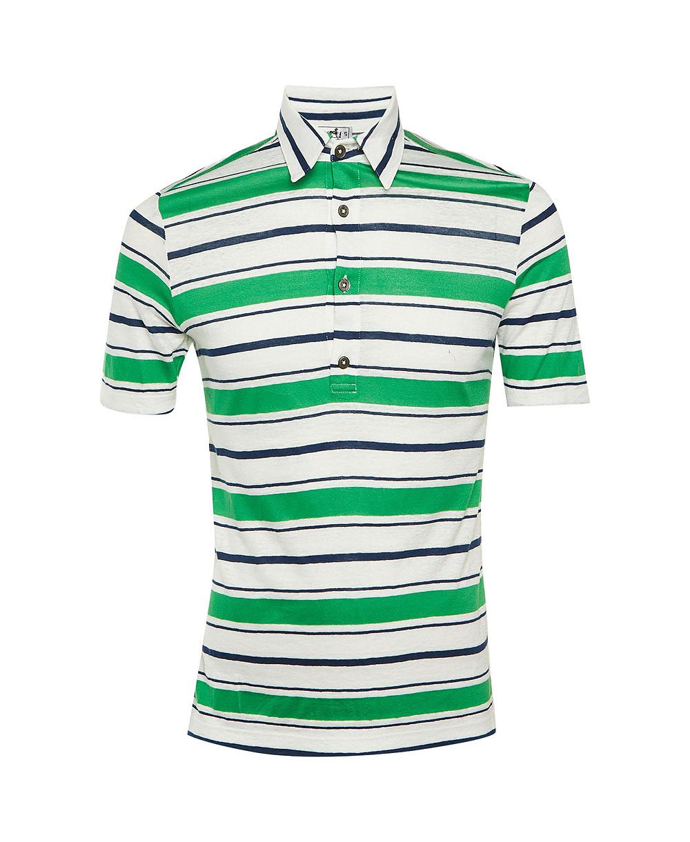 Pre-Owned HERMES Men's Striped Linen and Cotton Polo T-Shirt
