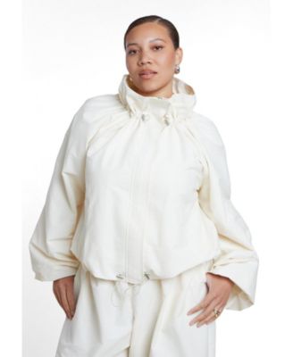 ELOQUII Plus Size Cotton-Blend Drawcord Bomber Jacket