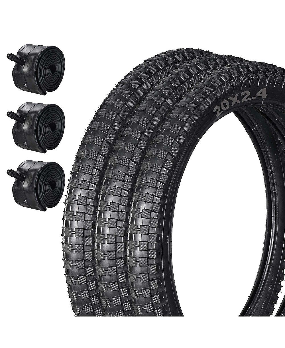 Yescom 20" x 2.4" Heavy-Duty Mountain Tread Tires and Tubes, 3-Piece Set, Ages 14+