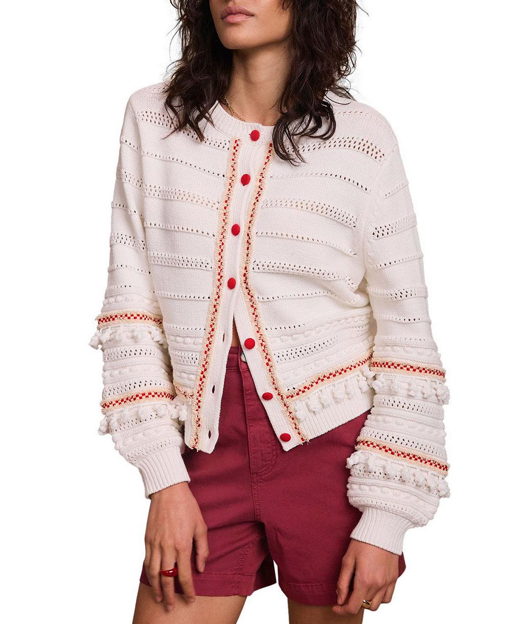 Mint Velvet Женский хлопковый кардиган с кисточками