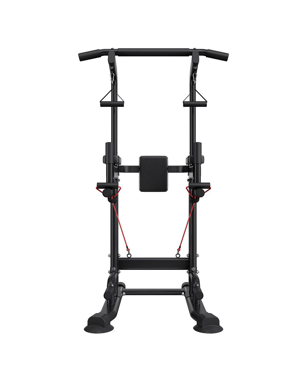 HONGGE Free Standing Power Tower Dip Station with 12-Level Height and Butterfly Arm Rated to 330 lbs