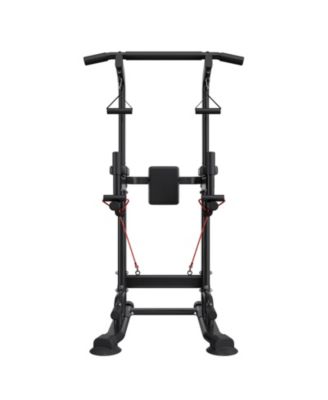 HONGGE Free Standing Power Tower Dip Station with 12-Level Height and Butterfly Arm Rated to 330 lbs