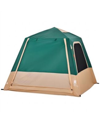 HONGGE 4 Person Inflatable Cabin Camping Tent with Rechargeable Pump TPU Air Tubes and 5 Mesh Windows