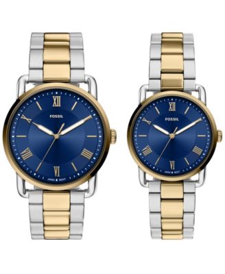 Унисекс набор часов Fossil Copeland Quartz Two-Tone из нержавеющей стали, 42mm и 34mm