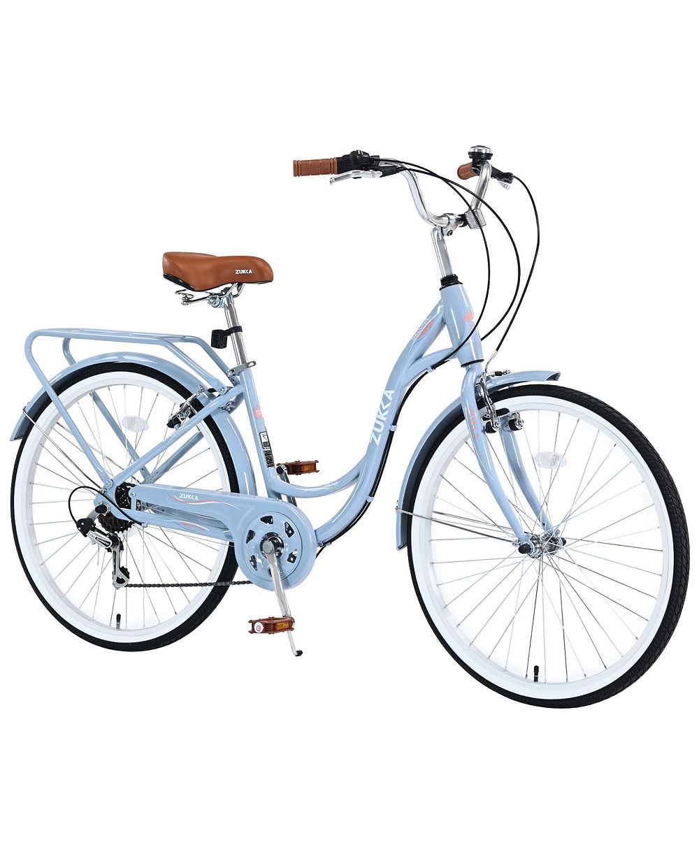 Велосипед ECHTPeak 24-Inch Beach Cruiser, 7 Speed V-Brake, с задним багажником и звонком, для женщин и девочек