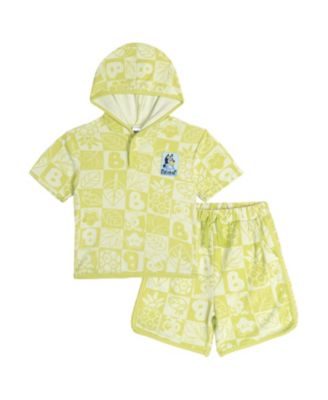 Bluey Little Kids' Boy or Girl Loungewear 2-Piece Hooded Tee and Shorts Set