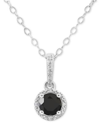 Подвеска Onyx & Diamond Accent 18" в стерлинговом серебре