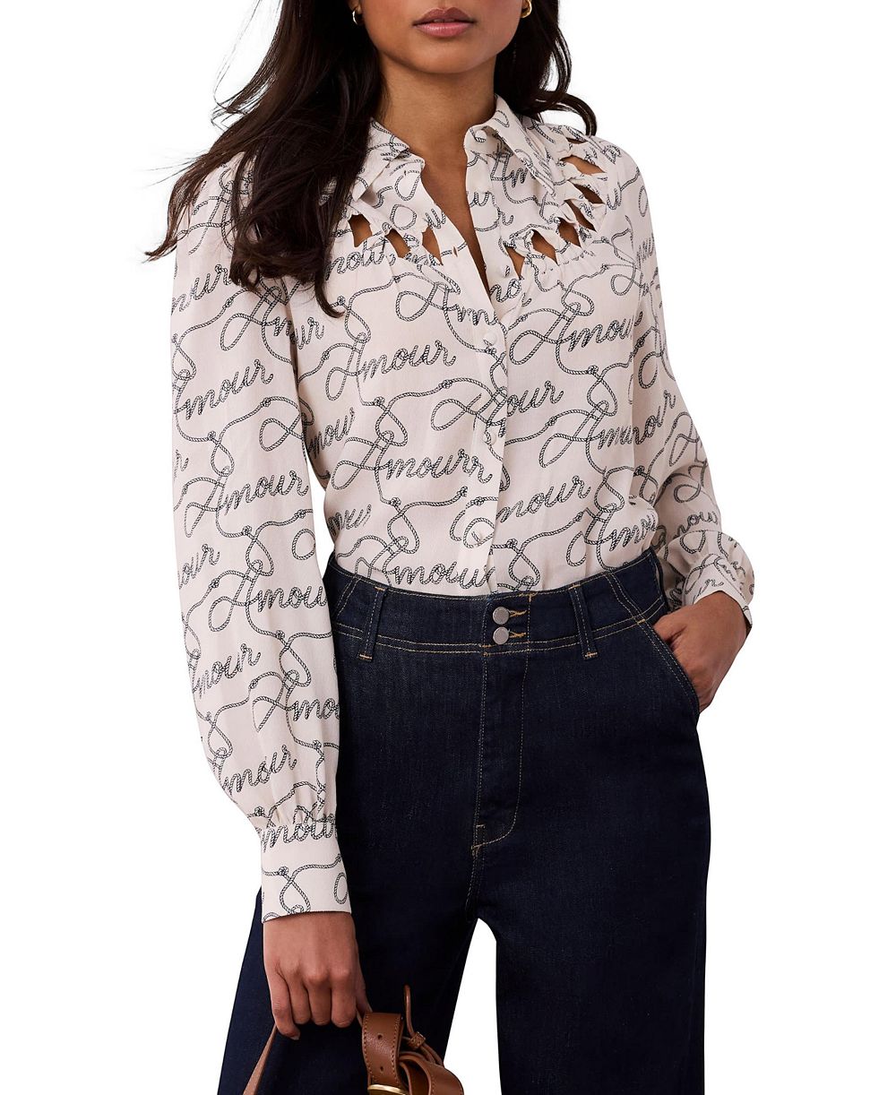 Женская рубашка Mint Velvet Amour Print с бантом