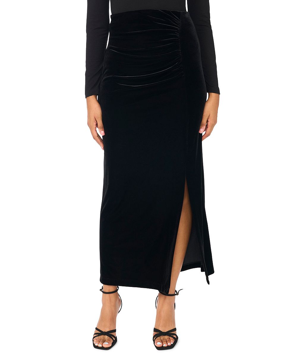 MSK Women's High-Waisted Velvet Ruched Maxi Skirt