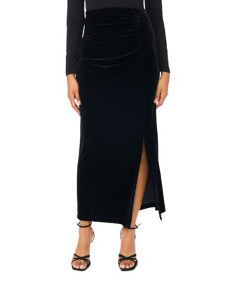 MSK Women's High-Waisted Velvet Ruched Maxi Skirt