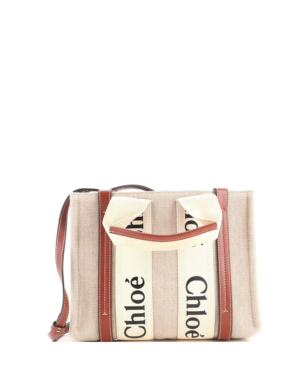 Сумка Pre-Owned Chloe Small Woody Convertible Canvas с кожаной отделкой