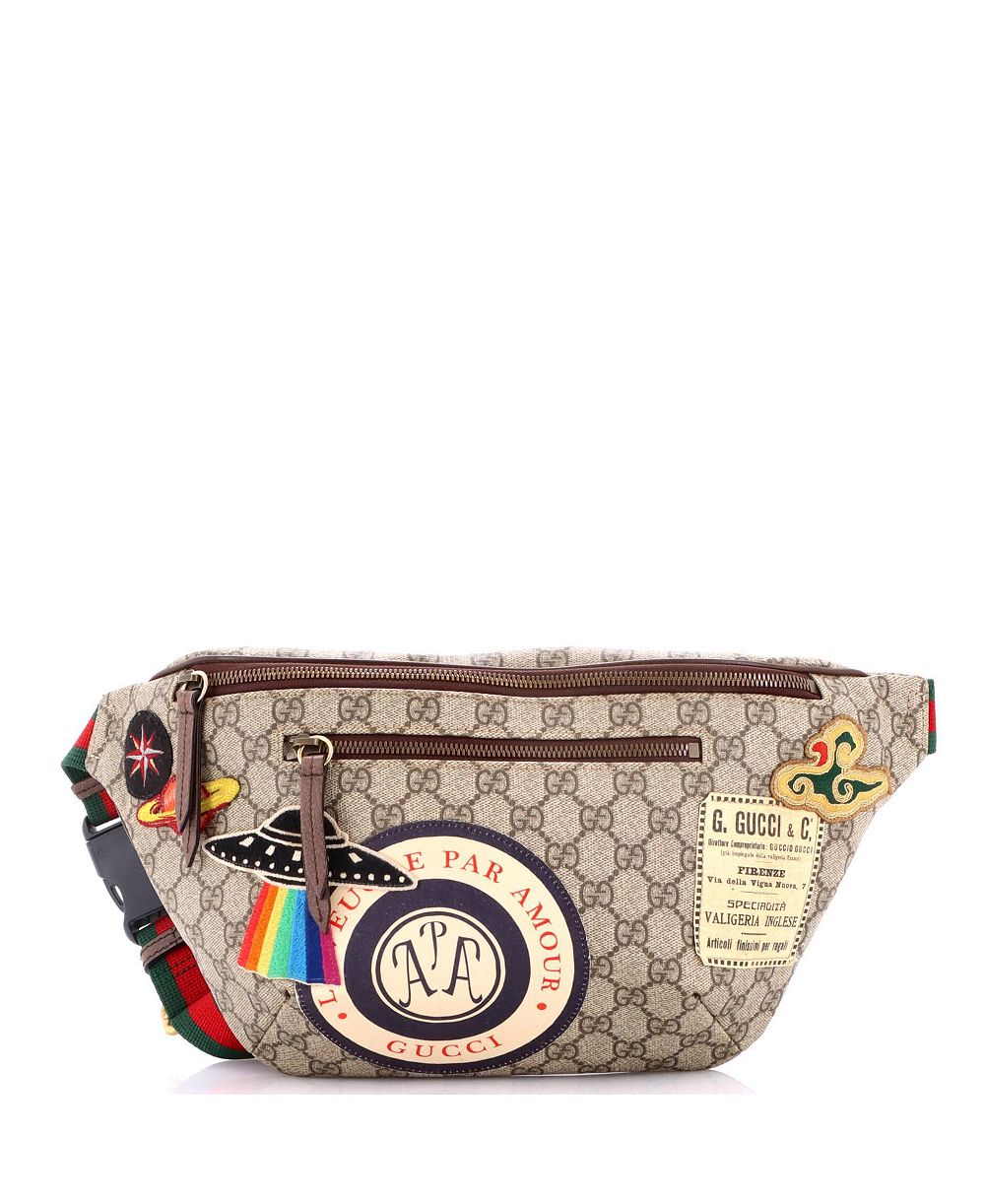 Сумка-пояс Gucci Courrier Zip Belt Bag GG Coated Canvas с аппликацией б/у
