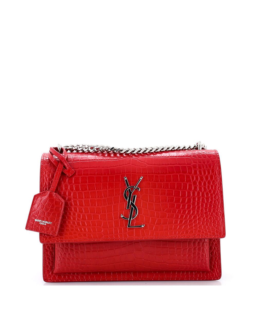 Saint Laurent Medium Sunset Crossbody Bag Embossed Leather б/у