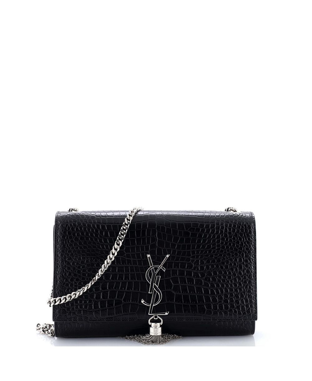 Pre-Owned Saint Laurent Medium Classic Monogram Tassel Crossbody Bag Embossed Leather