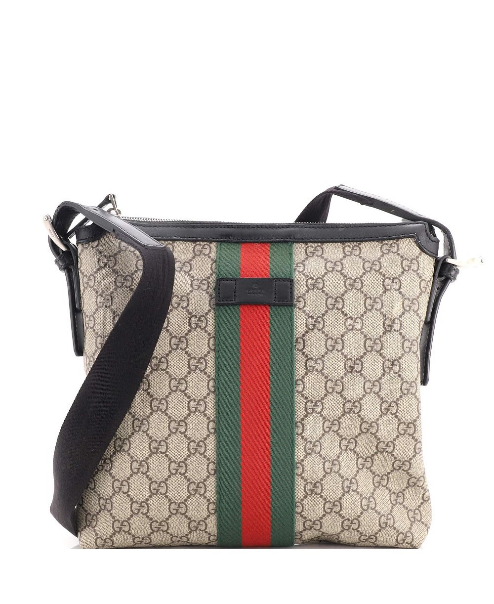 Средняя сумка-мессенджер Pre-Owned Gucci Medium Web Messenger Bag GG Coated Canvas