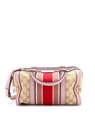 Pre-Owned Gucci Small Vintage Web Boston Bag GG Canvas