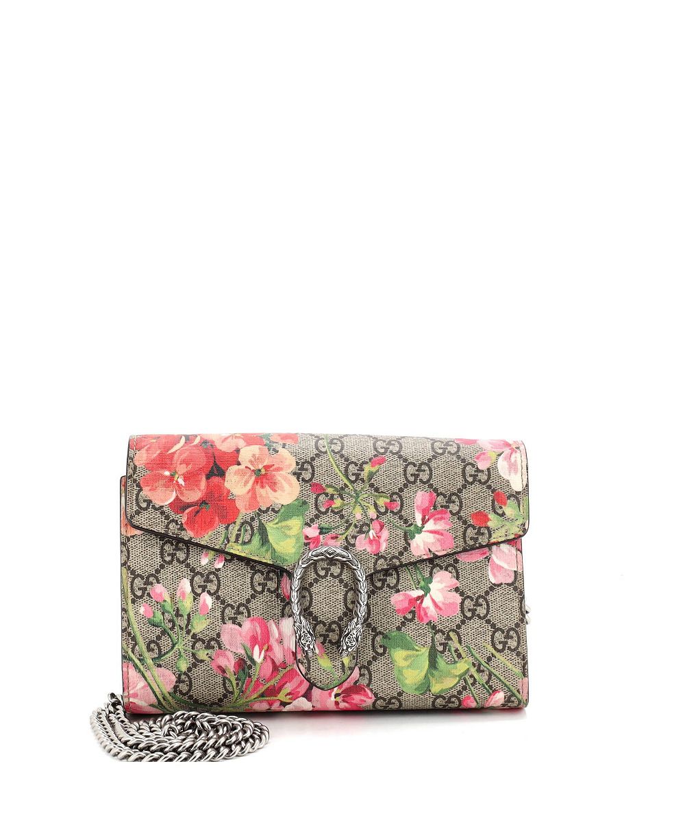 Кошелек Gucci Dionysus Chain из покрытого холста с принтом Blooms
