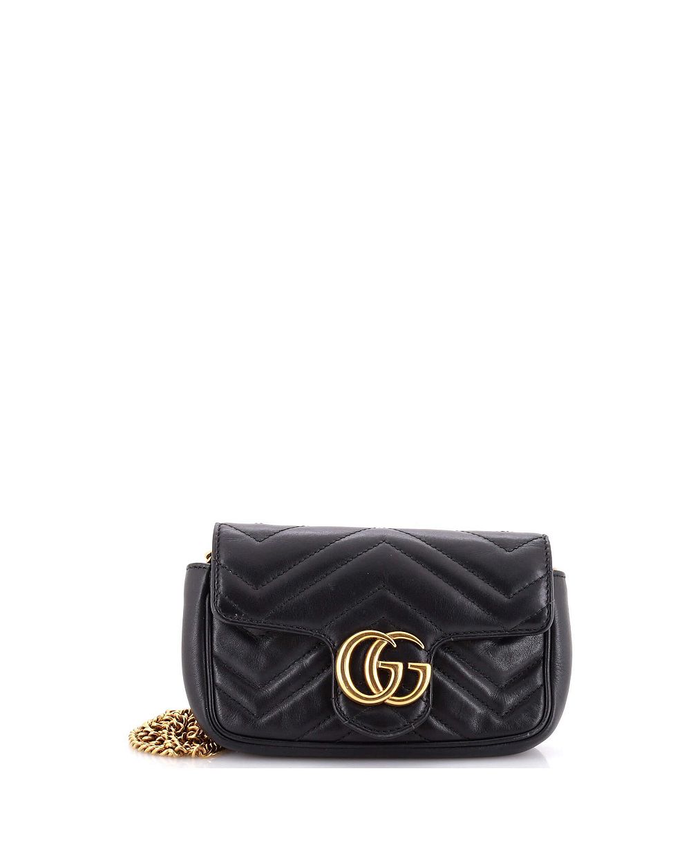 Pre-Owned Gucci Super Mini GG Marmont Flap Bag Matelasse Leather