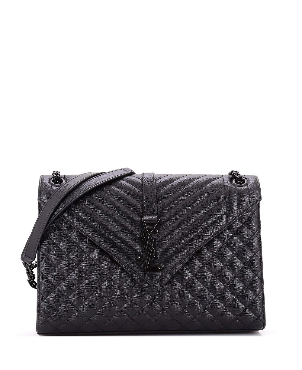 Pre-Owned Saint Laurent Large Classic Monogram Envelope Satchel Mixed Matelasse Leather