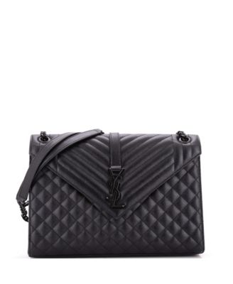 Pre-Owned Saint Laurent Large Classic Monogram Envelope Satchel Mixed Matelasse Leather