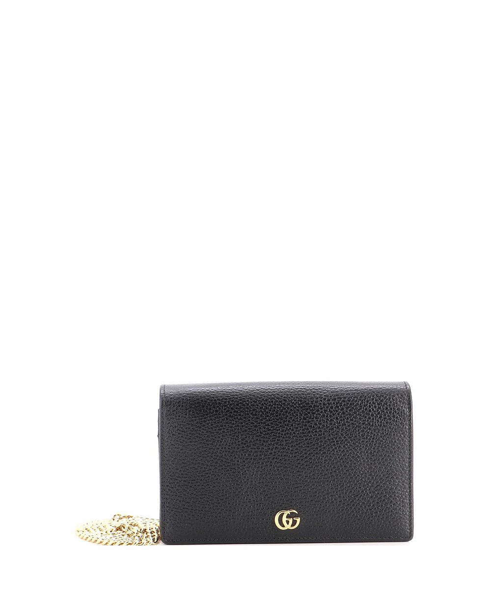 Бумбо кошелек Gucci Mini Petite GG Marmont Chain Leather кожаный