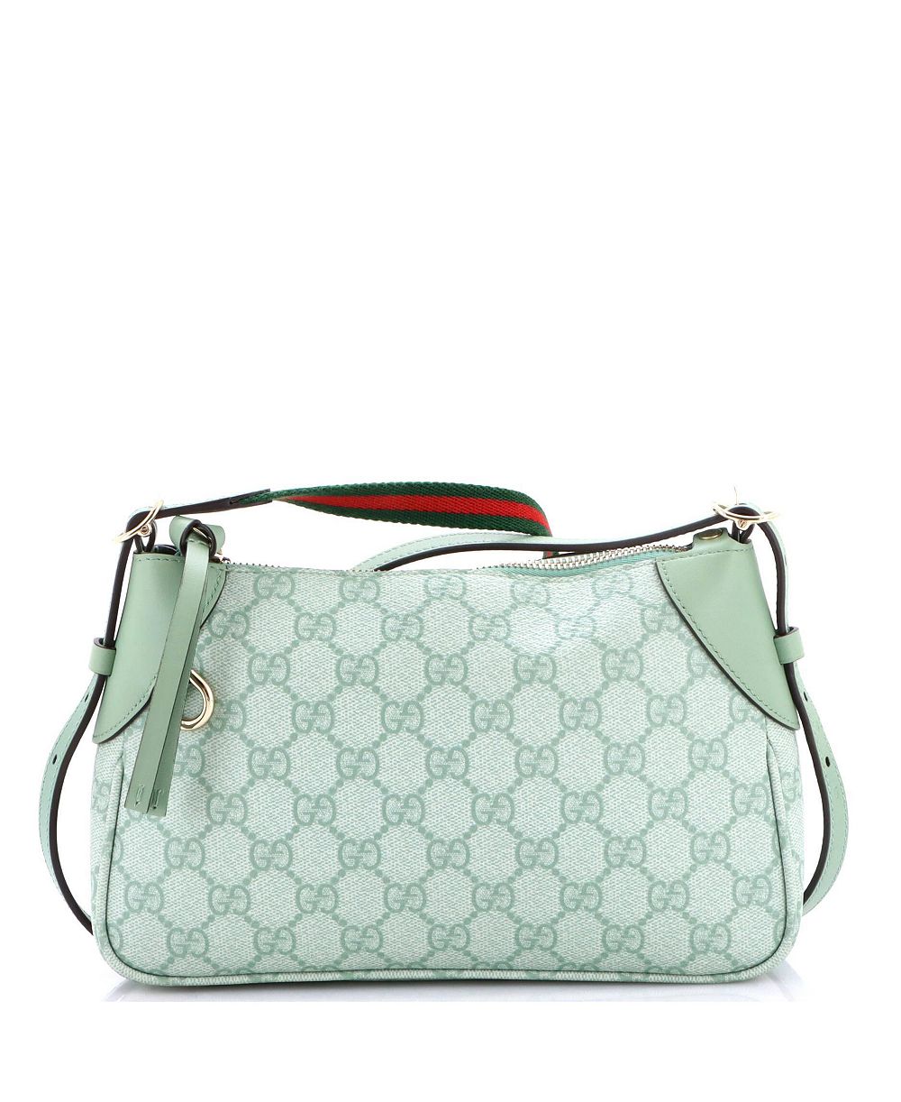 Pre-Owned Gucci Small Emblem Shoulder Bag GG Coated Canvas с кожаной отделкой
