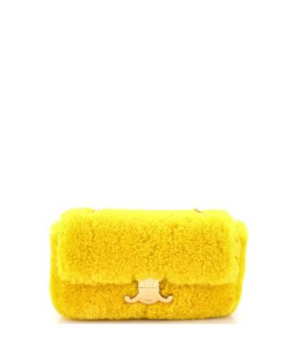 Pre-Owned Celine Small Triomphe Chain Shoulder Bag Shearling
