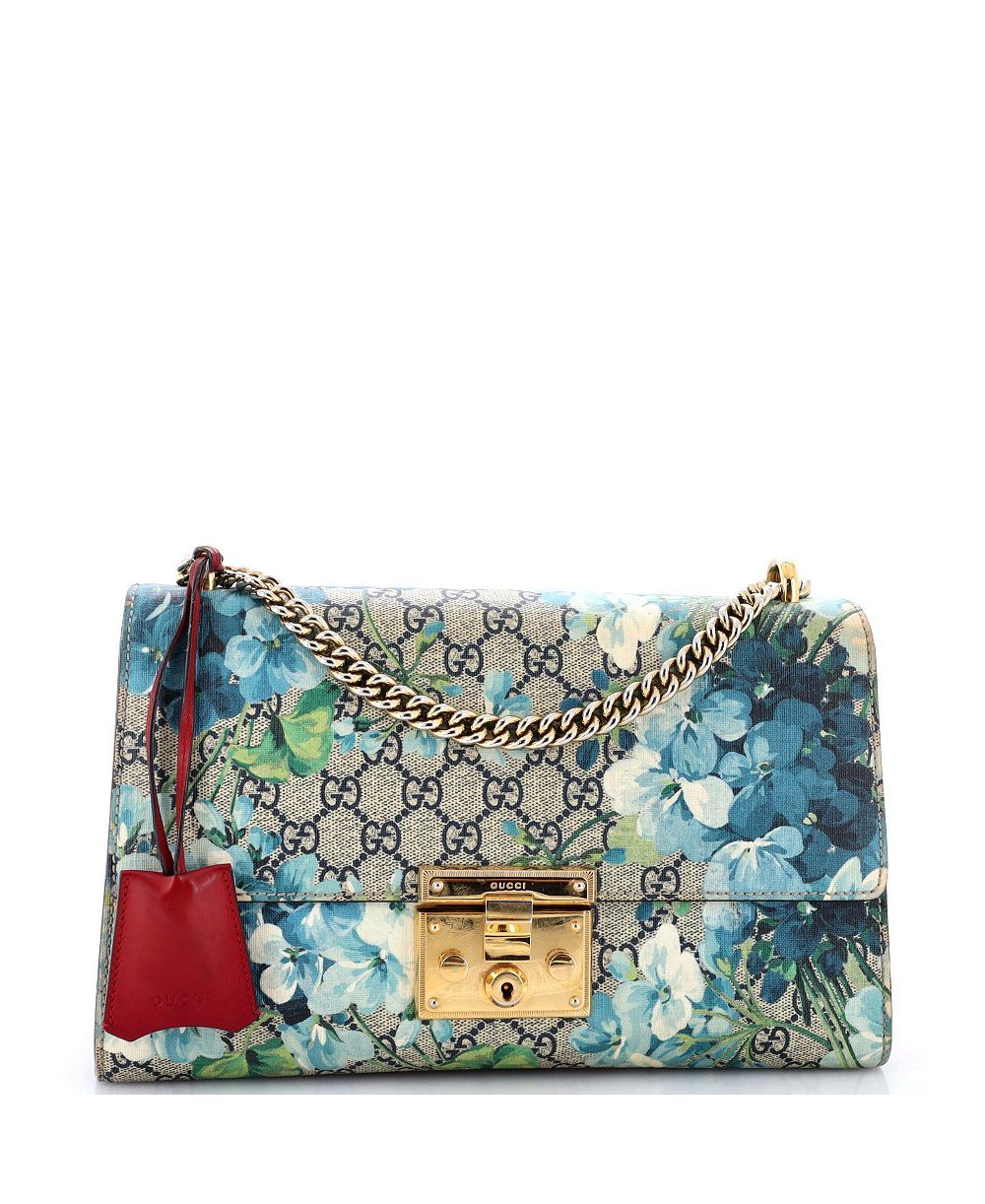 Б/у Gucci Medium Padlock Shoulder Bag Blooms Print GG Coated Canvas