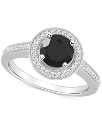 Macy's кольцо Halo с Onyx & Diamond (1/5 ct. t.w.) из стерлингового серебра