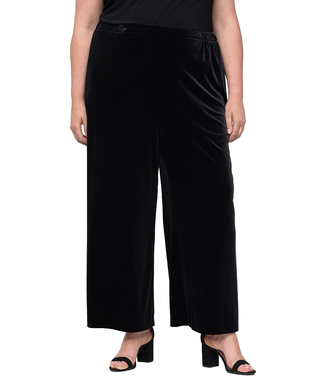 Alex Evenings Plus Size Velvet Wide-Leg Palazzo Pants